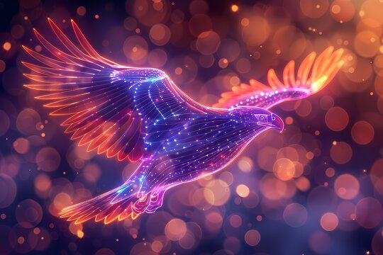 an eagle with neon effects