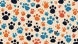 © zia - paw print pattern, simple flat vector illustration