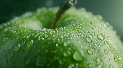 green apple with water droplets