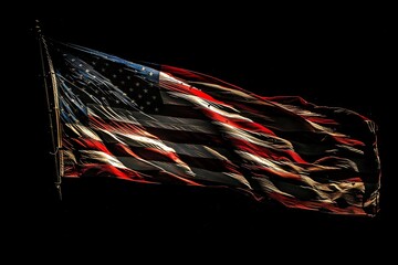 Wall Mural - United States Flag On Black Background