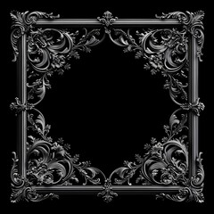 Wall Mural - Dramatic Gothic Style Ornamental Frame with Intricate Dark Details for Isolated or Graphic Design