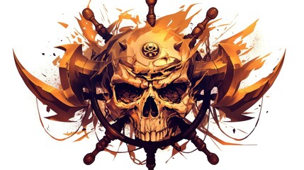 Wall Mural - art illustration Skull pirate 