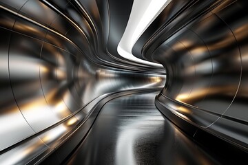 3d render of abstract background with elegant dark lines, dark silver and light bronze colors, futuristic design