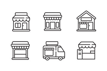 Canvas Print - Stall and store icon with black line style on a white background