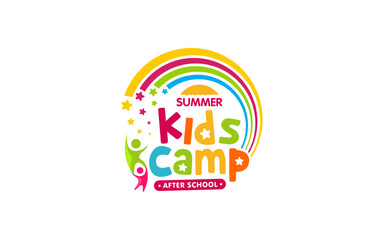 Illustration vector graphic of kids summer camp adventure logo design template