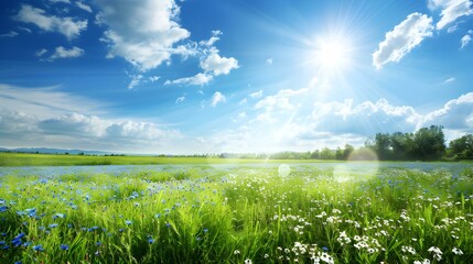 Sticker - field and blue sky