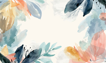 Wall Mural - watercolor abstract floral frame, background, template for design