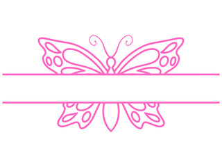 Wall Mural - butterfly vintage frame line art