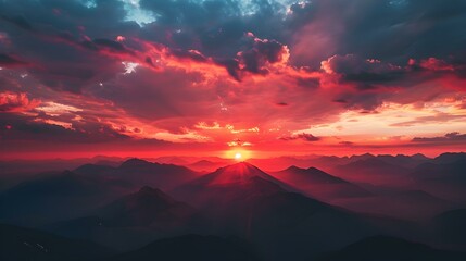 Wall Mural - sunset mountains and sky pic