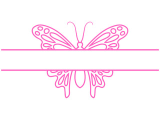 Wall Mural - butterfly frame line art illustration