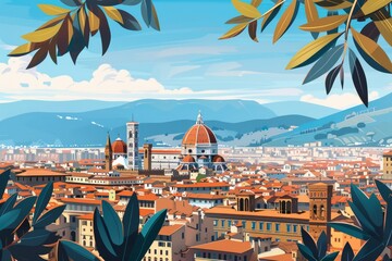 Wall Mural - Illustration of Florence City, Italy, World travel 