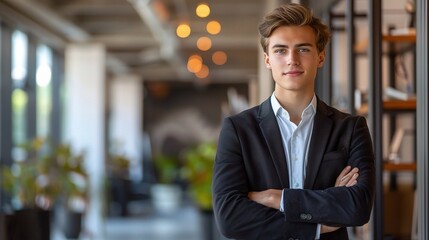 Canvas Print - Professional portrait of a young man in a modern office