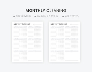 Wall Mural - Monthly Printable Cleaning Checklist, Cleaning Planner Template, Cleaning To-Do List