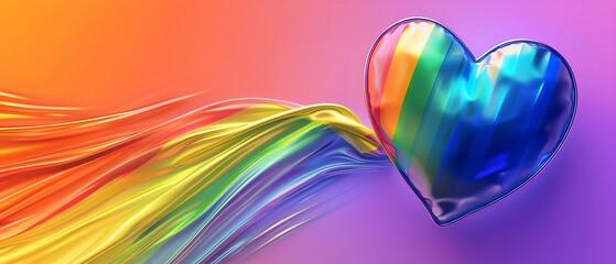 Wall Mural - Heart and rainbow flag illustration representing gay pride and LGBTQ community support, ideal for Pride Month and LGBTQIA awareness campaigns