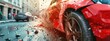 © Imron - car red crash accident. collision in city street