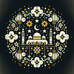 Wall Mural - islamic symbol and logo representing the festive spirit of islamic event and celebration