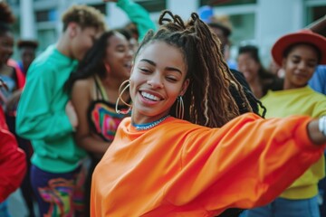 Canvas Print - Hip hop laughing outdoors dancing.