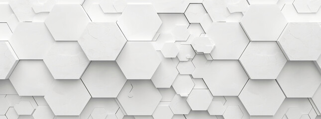 Abstract white background with hexagon pattern, 3d rendering illustration. White abstract wallpaper with geometric shapes and shadows