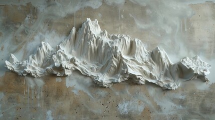 Wall Mural - Japanese-style stucco molding on the wall, mountains