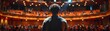 © Media Srock - A man takes center stage at a theater, facing an audience in anticipation of a performance
