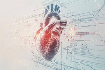 Wall Mural - A sketch illustration of a human heart on a digital screen