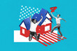 © deagreez - Composite collage image of funny couple house national independence america day fourth july concept weird freak bizarre unusual fantasy