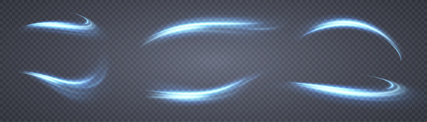 Poster - Blue line curve light effect. Glowing blue magic effect. Abstract effect of light energy movement. Vector 10 EPS