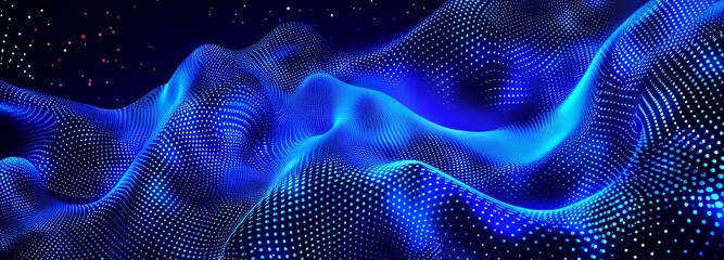 Wall Mural - An animated wave of glowing particles. Background of digital technology.