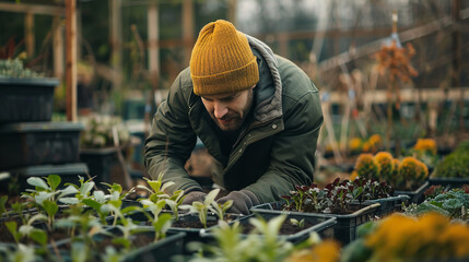 Poster - Gardener's Winter Care: Dedication to Nurturing Life in Cold