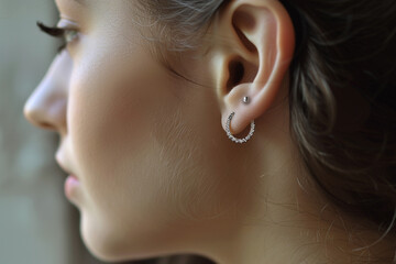 Wall Mural - Earring on woman's ear.