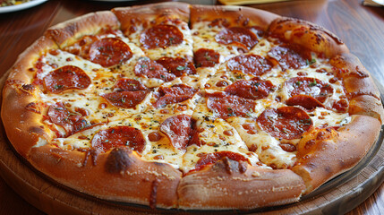 Wall Mural - Pizza topped with vegetables on a wooden kitchen board