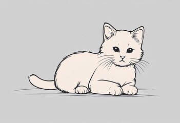 Poster - AI generated illustration of a cute kitten on a gray background