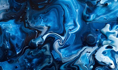 Wall Mural - liquid dark and light blue acrylic ink that can be used as background, Generative AI