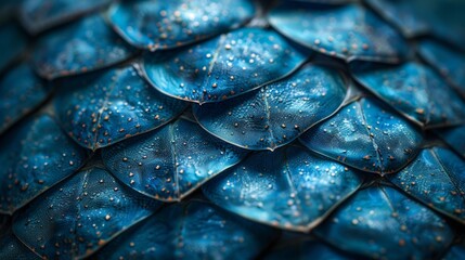 Wall Mural - A texture of blue animal skins or scales with beautiful patterns.