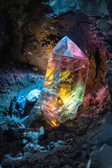 Poster - Rare Multicolored Gemstone Unearthed in Dark Mine  