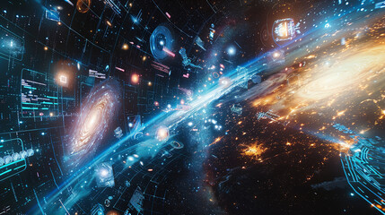 Wall Mural - discovering the cosmos: space telescope images of distant galaxies