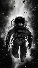 Poster - Photography of astronaut space monochrome astronomy.