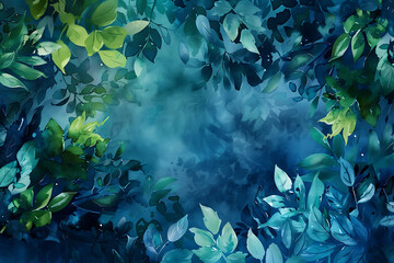 a vibrant watercolor ecology background featuring lush greenery and blue hues, evoking a sense of na