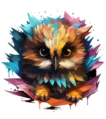 Wall Mural - Rainbow Baby Owl 1