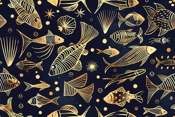 Sticker - Seamless sea life pattern 