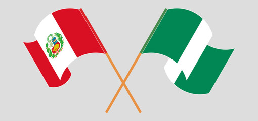 Wall Mural - Crossed and waving flags of Peru and Nigeria