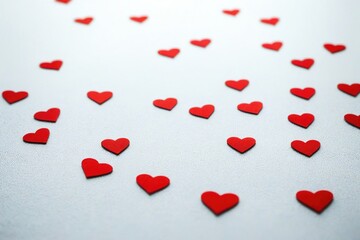 Wall Mural - red hearts on white