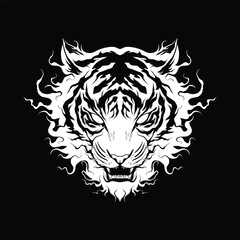 Wall Mural - Scary tiger head illustration vector