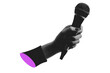 © ink drop - a hand holding a microphone, grunge halftone collage montage design element