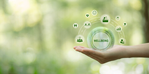 Employee wellbeing concept. Creating employee benefits and satisfaction programs. Fostering a positive work culture and employee engagement. The physical, mental and emotional health of employees.