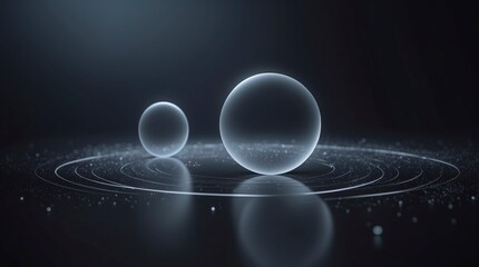 Wall Mural - dark, softly blurred natural background featuring faint light circles for a peaceful atmosphere