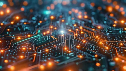 Poster - This Detailed view of a computer circuit board showing various electronic components and connections.