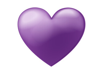 Sticker - 3d shiny purple heart isolated on white