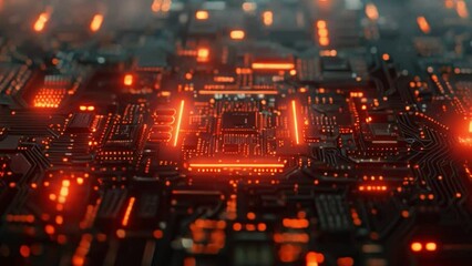Fototapete - This Detailed view of a computer circuit board, showing intricate components and wiring.