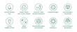 © venimo - Vector simple line icons and illustration, eco, bio and organic packaging badges, ecological, environment friendly and sustainable development, eco and ocean friendly, plastic free,  compostable
